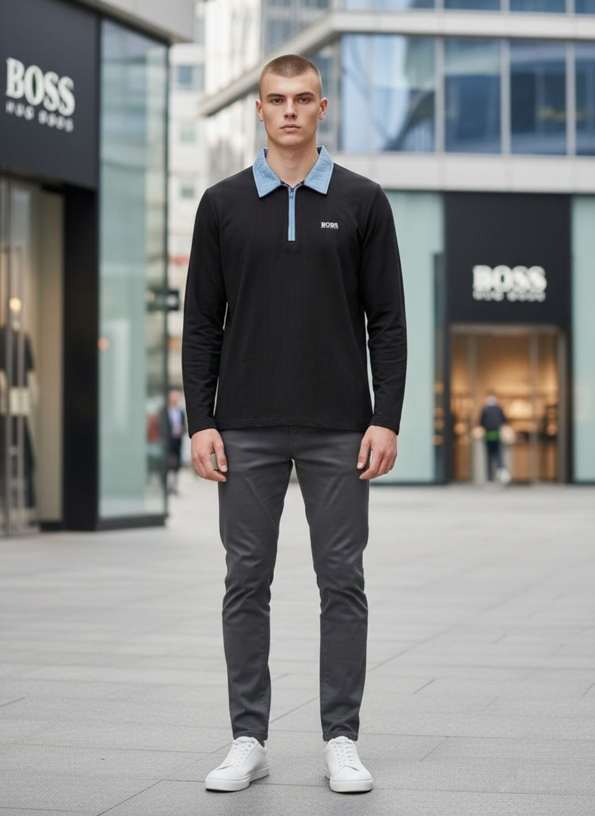 Men's Jacquard Knit Korean Polo Neck Half Sleeves T-shirts