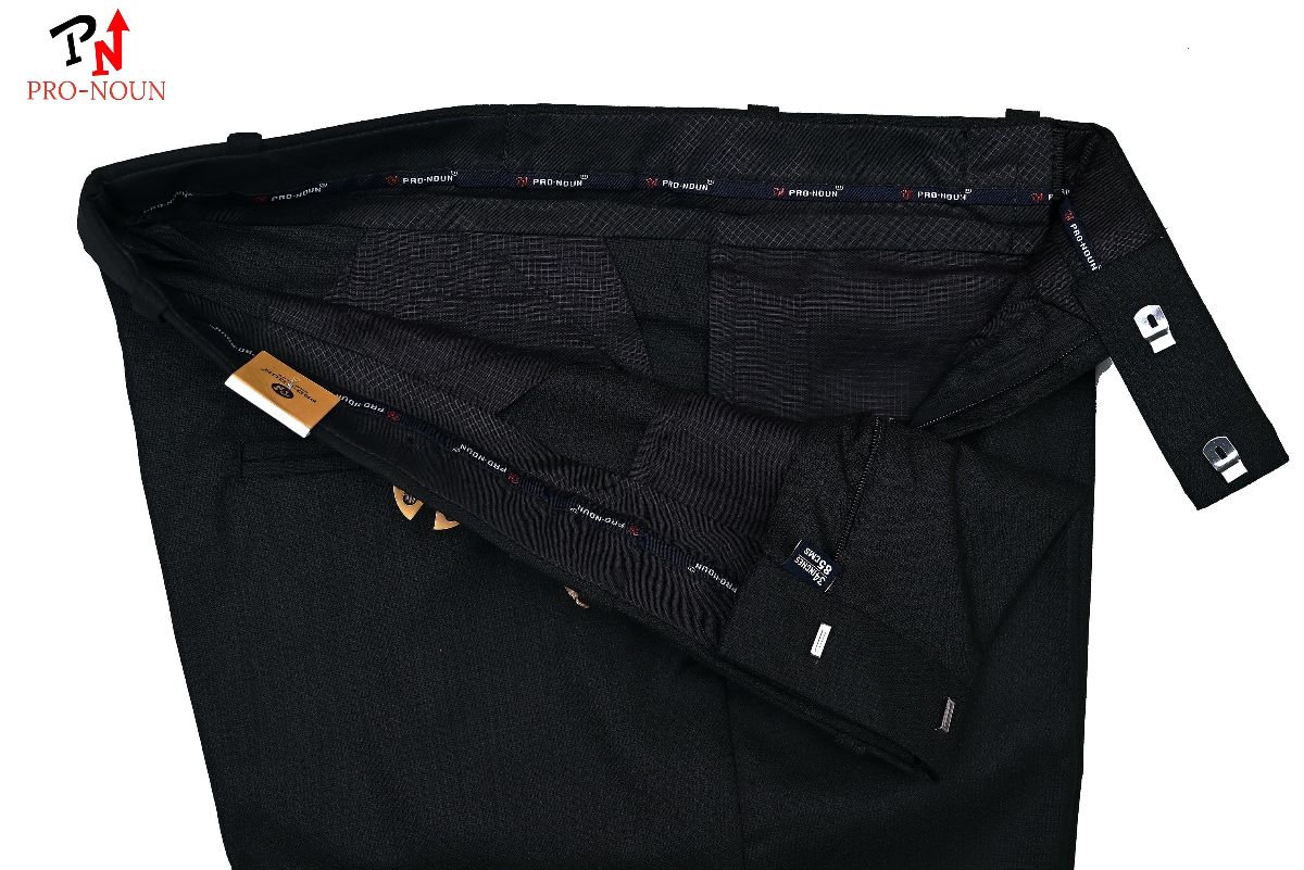 Pro-Noun Men's  Formal Trouser Pants With Adjustable belt D No- Galaxy 231-7-197 (32-38)- Black