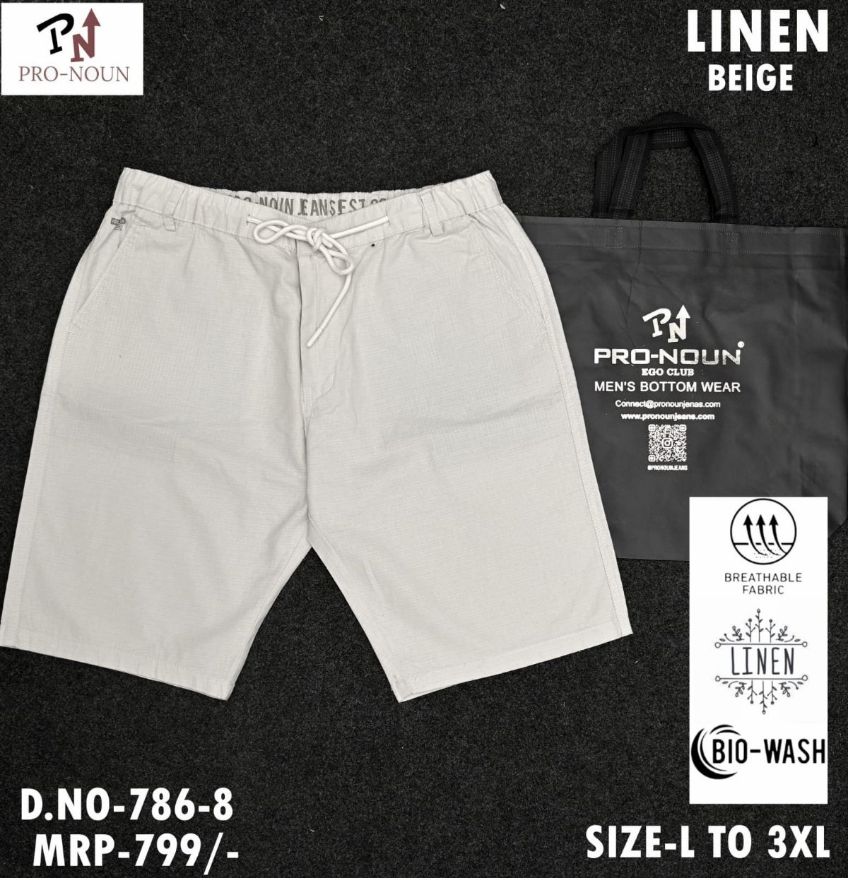 Pro-Noun Elastic Knee Length Men's Shorts - 786-8