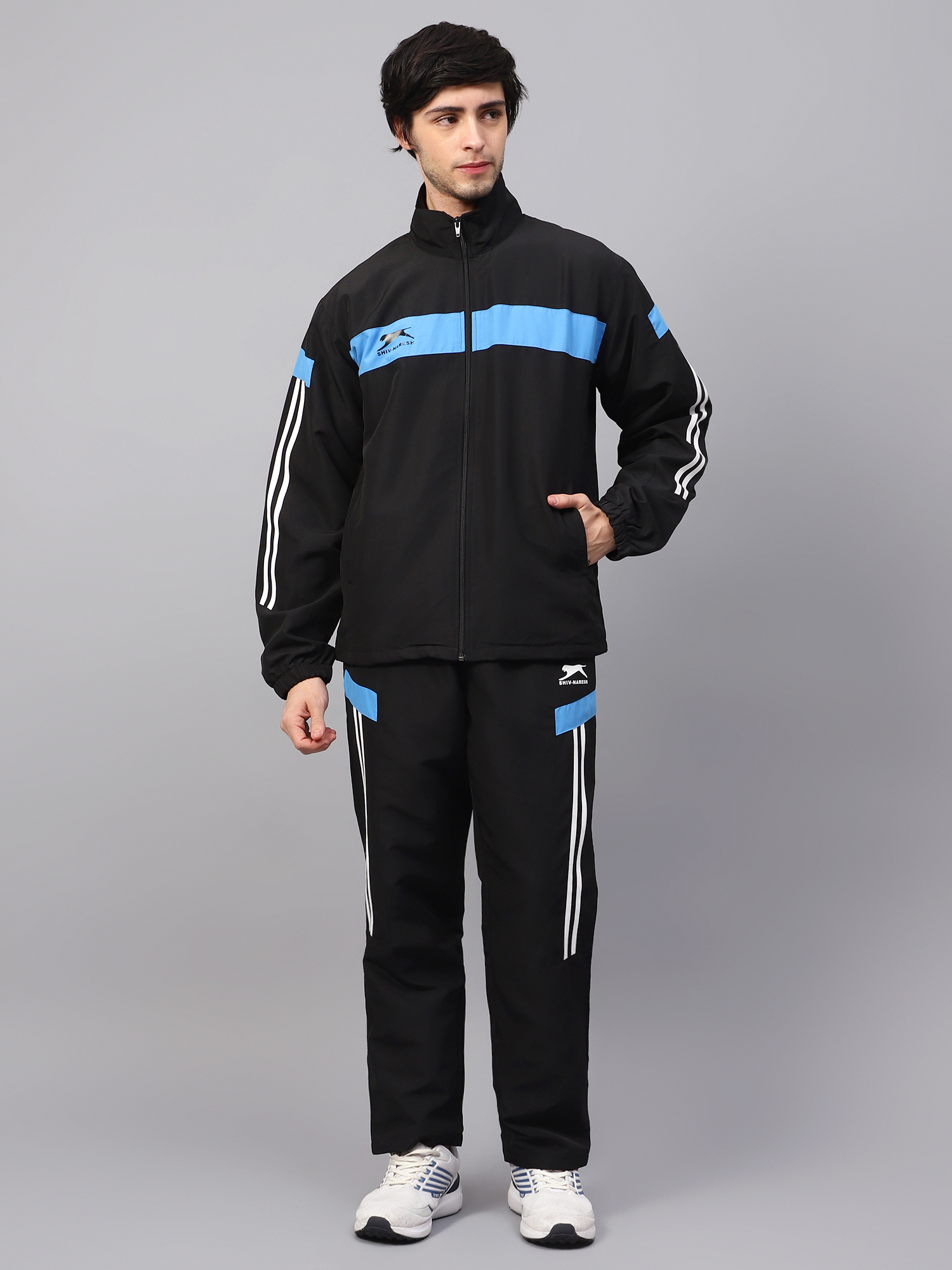 Men's Tracksuit 449B-Black/Cyan/White-S-TZ
