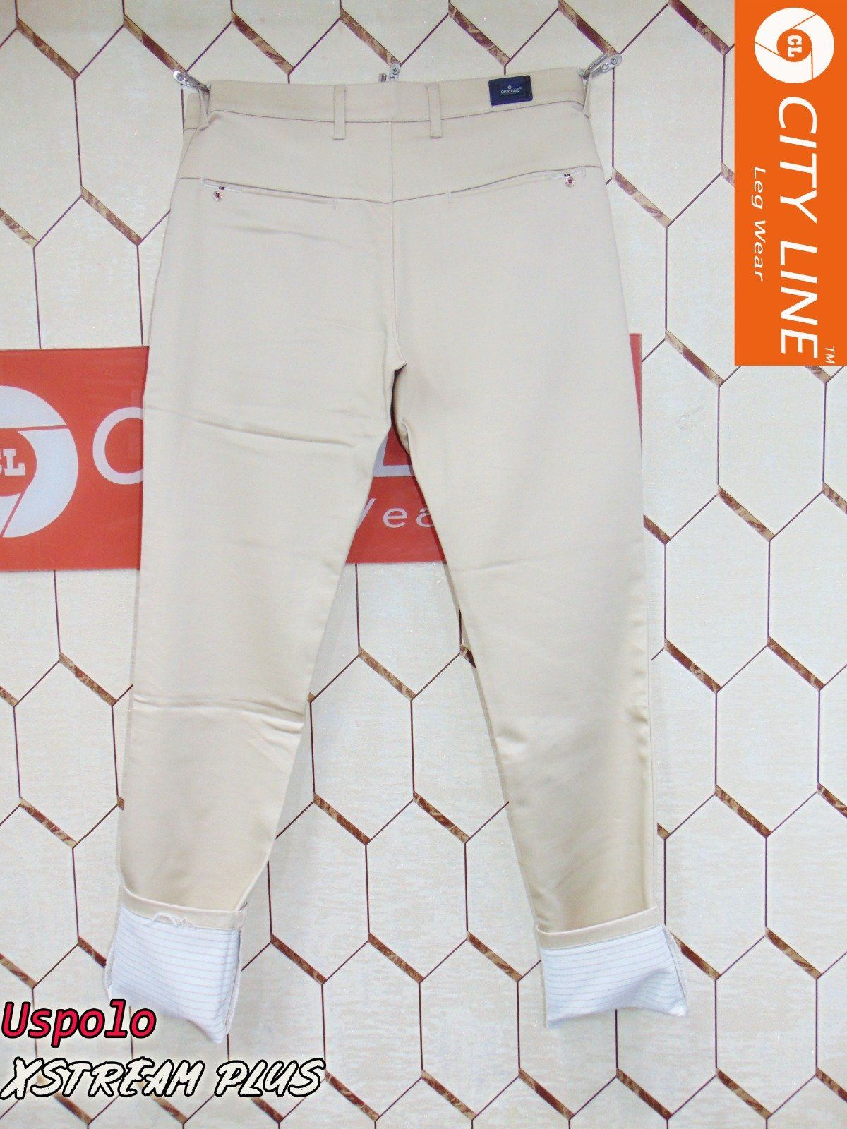 Men's cotton Knitted Premium US POLO Cream Pant- 9078