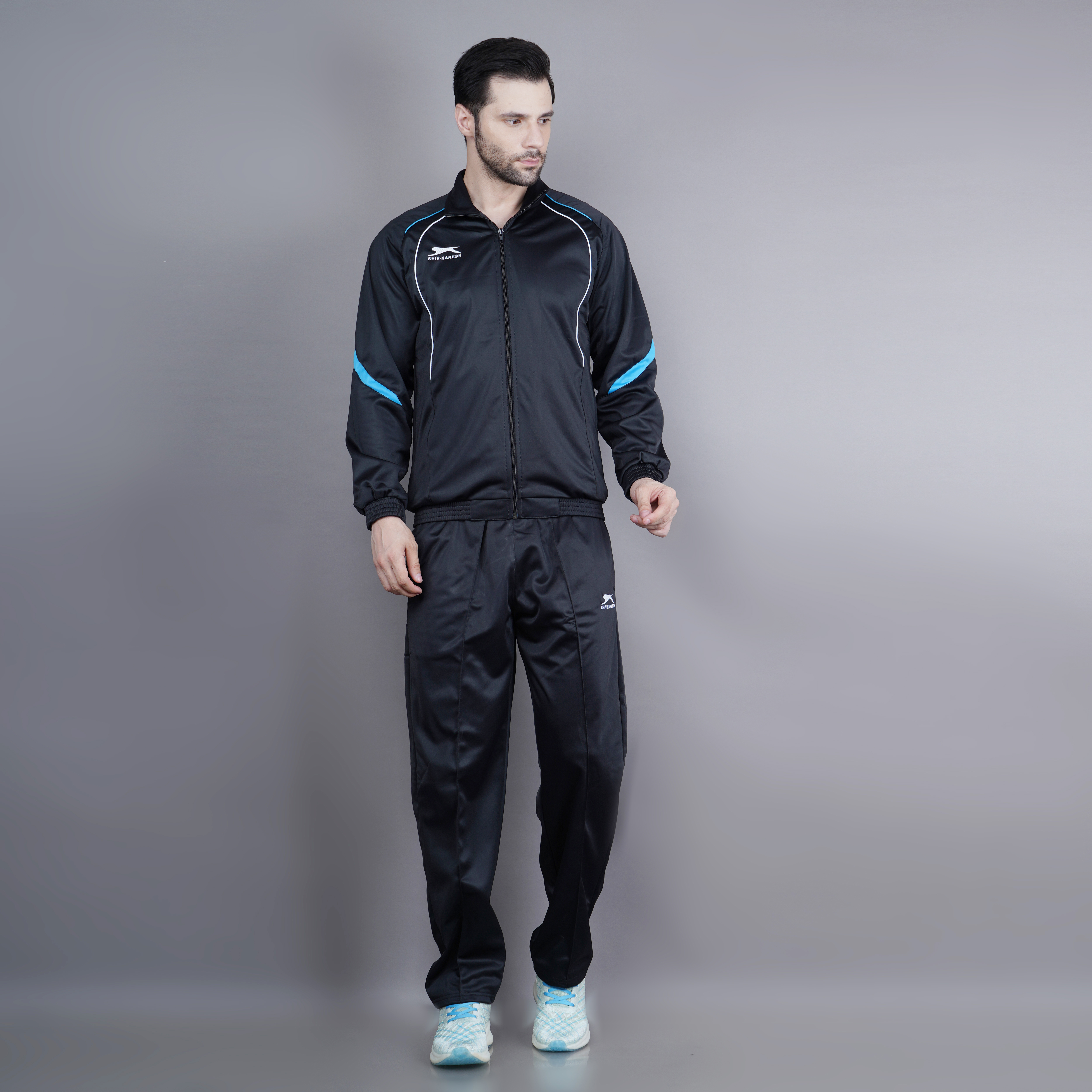 Men's Tracksuit  445A-TP-Black/Cyan/White-M