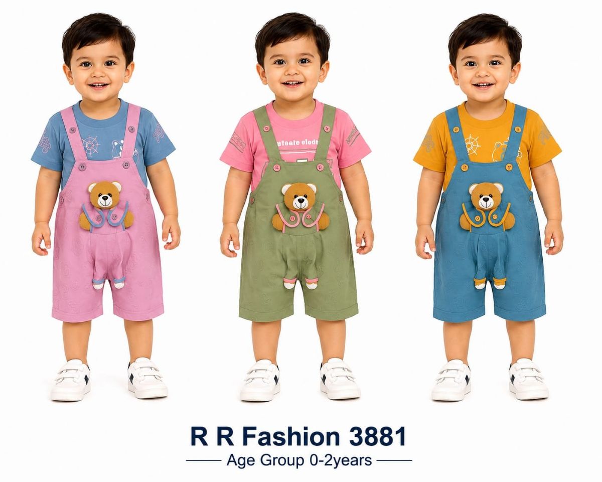 R R FASHION- Kids Dungree Set 3881