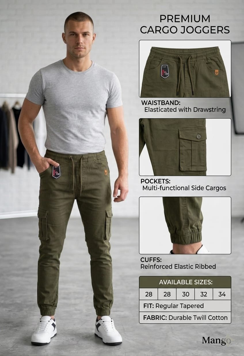 Mango Size Pocket Cotton Jogger Cargo Pants