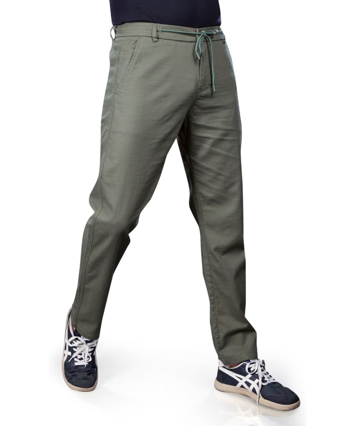 Pro-Noun Men's Lounge Wear Linen Trackpant- D No- 1771-Green