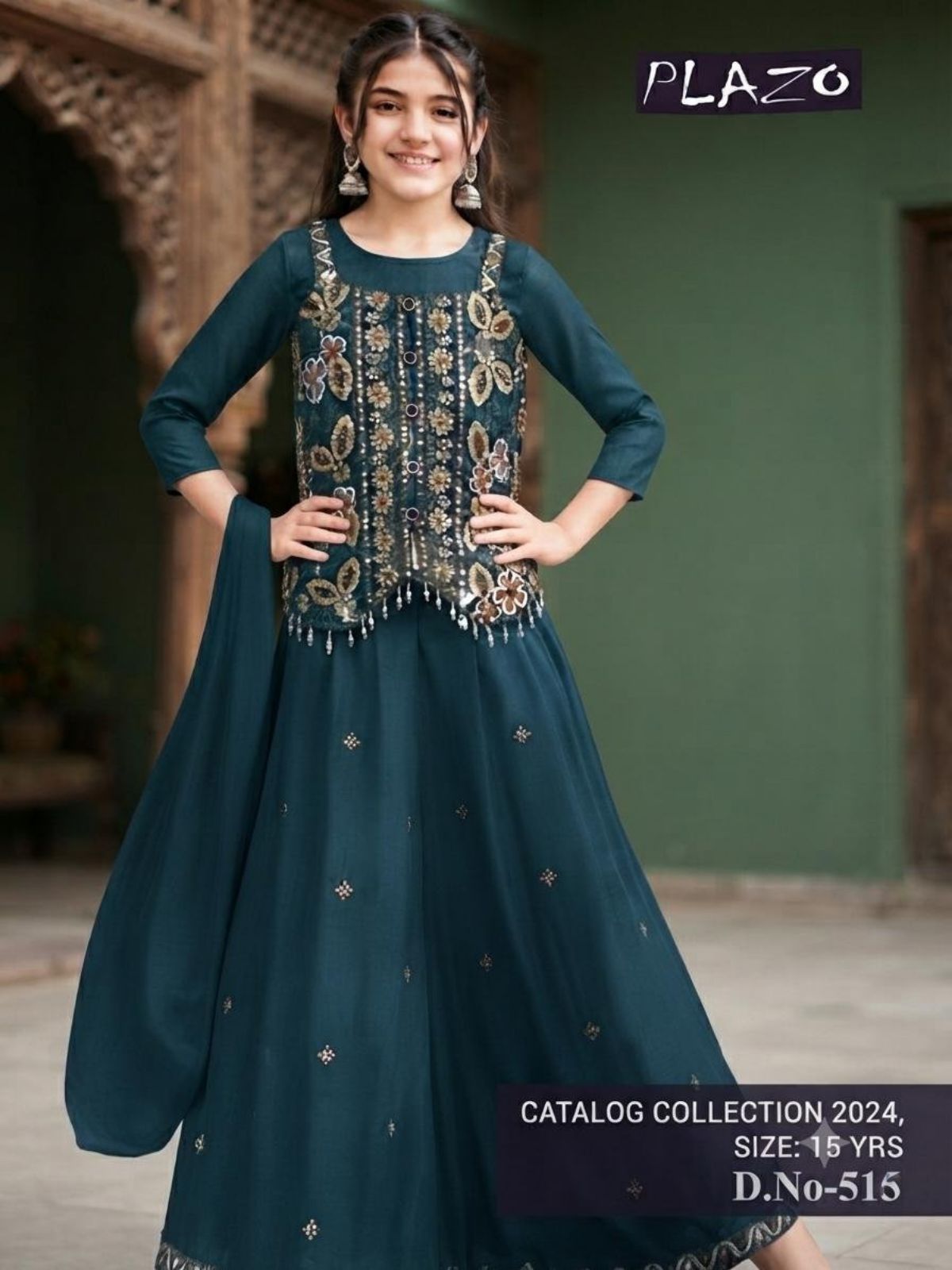 SG Fashion Girls Top Bottom Set -Teal Green