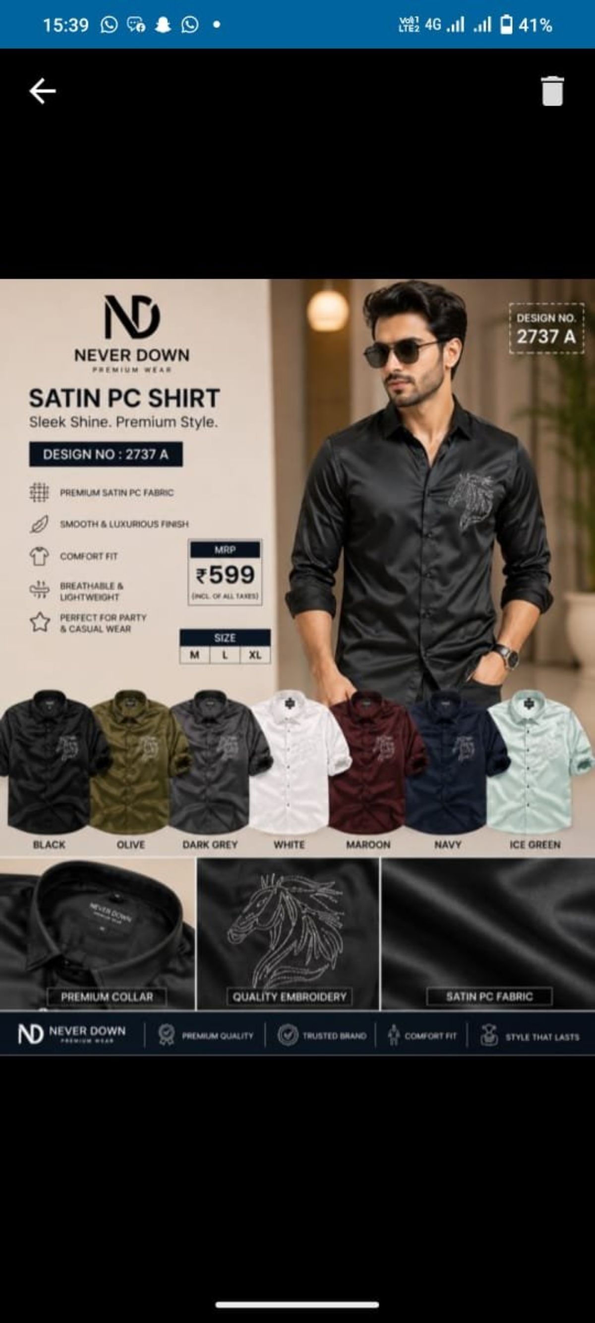 Never Down Men's Polly Satin Shirts