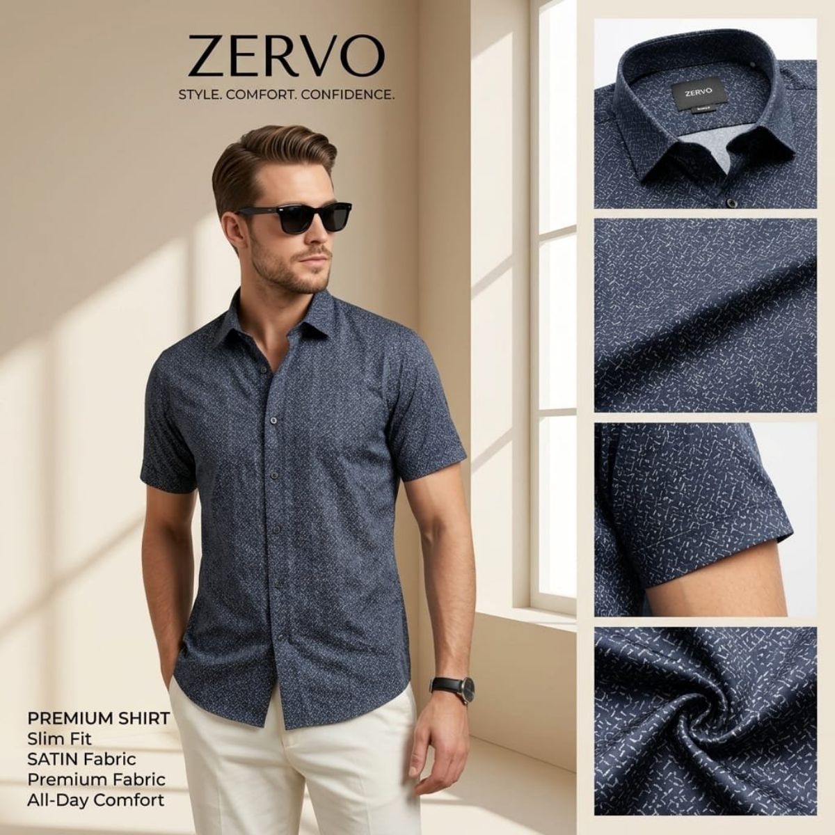 Zervo Men's Satin Printed Shirts