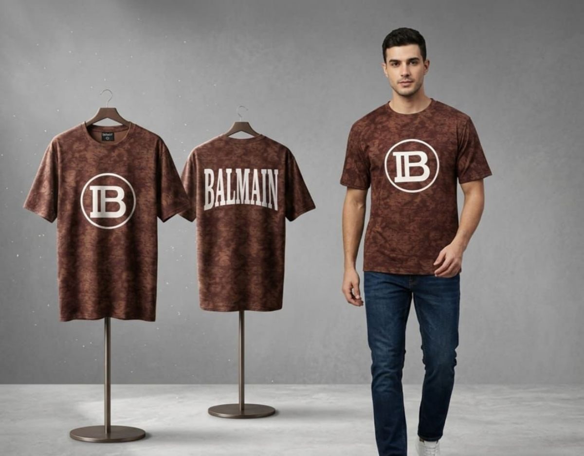 Men's OB BALMIN Chinese Cotton Fabric Down shoulder T-shirt Set By Magic fit - Brown