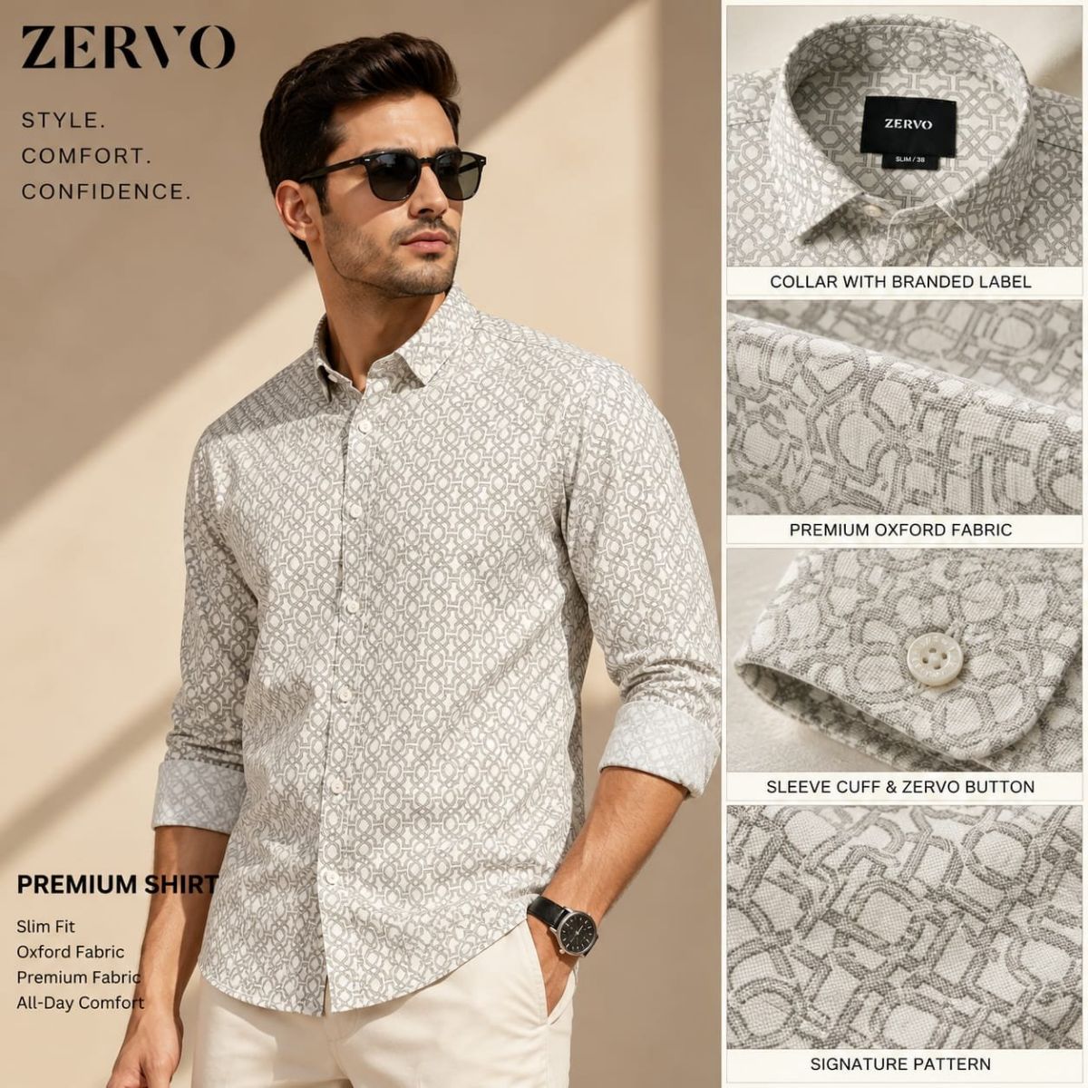 Zervo Men's Cotton Oxford Printed Shirts