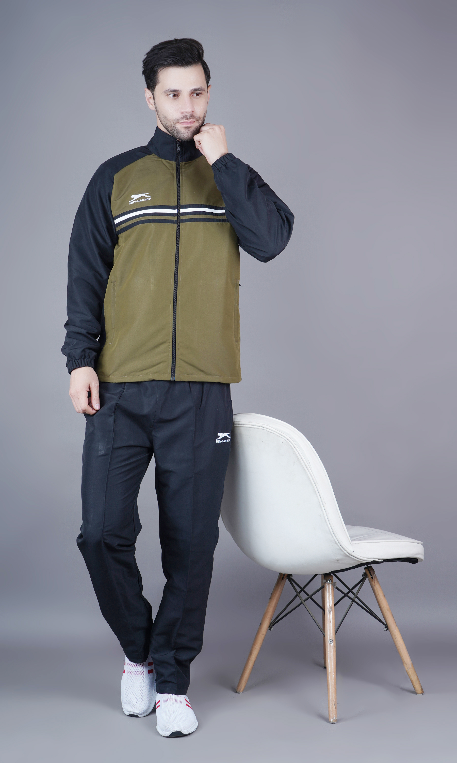 Men's Tracksuit  469B-Black/Olive-XL-TZ