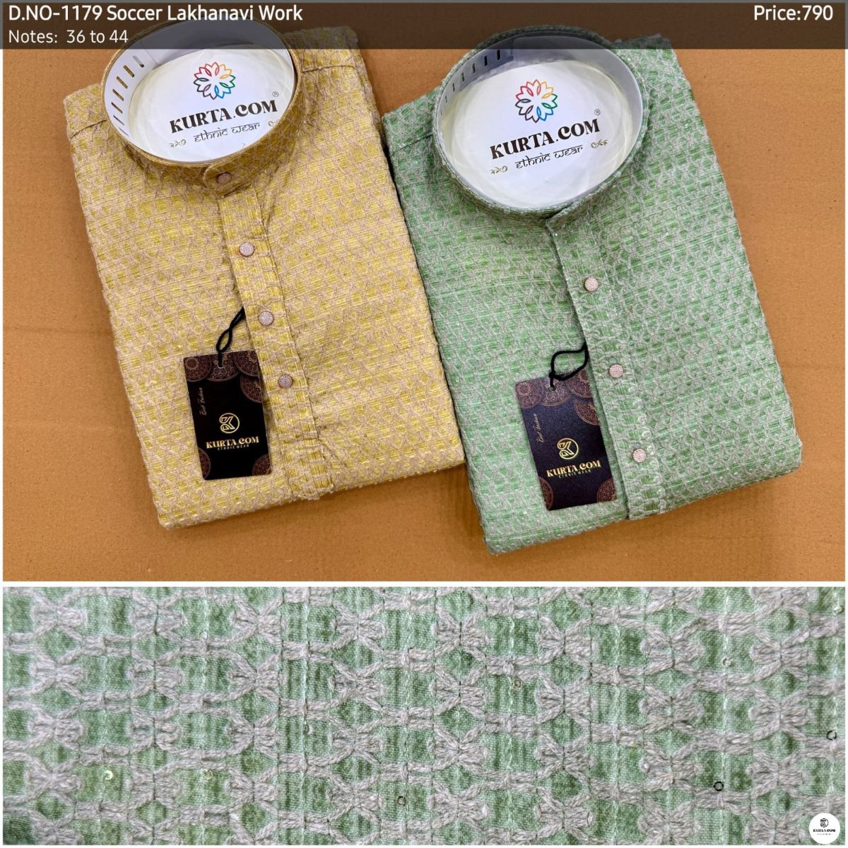 Soccer Lakhnavi Work Kurta Only-1179
