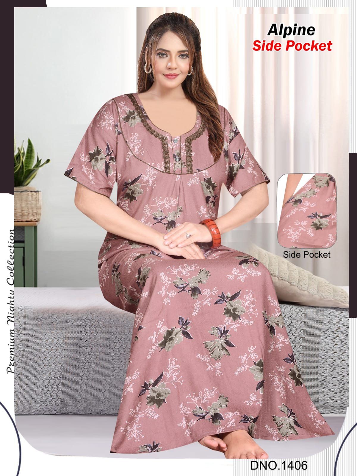 Women's Alpine Premium Nighties 2 Button GPO Lace