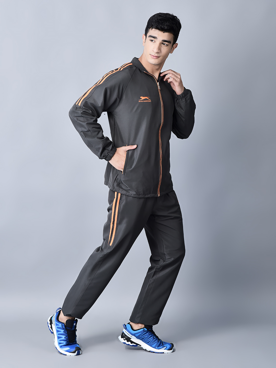 Men's Tracksuit  478A-Dark Grey/Orange-S-TZ