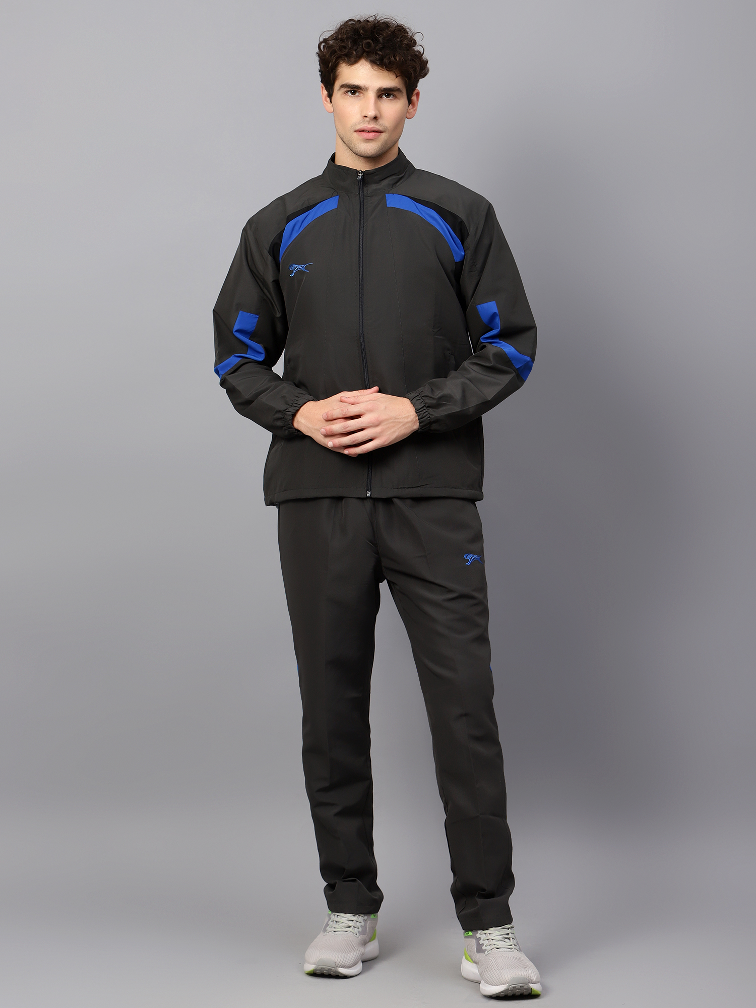 Men's Tracksuit  444B-Dark Grey/Black/Royal-XL-TZ