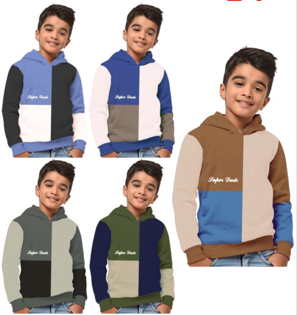 Boys cotton Full sleeve hoodies winter pack of 5 pcs - 3yrs