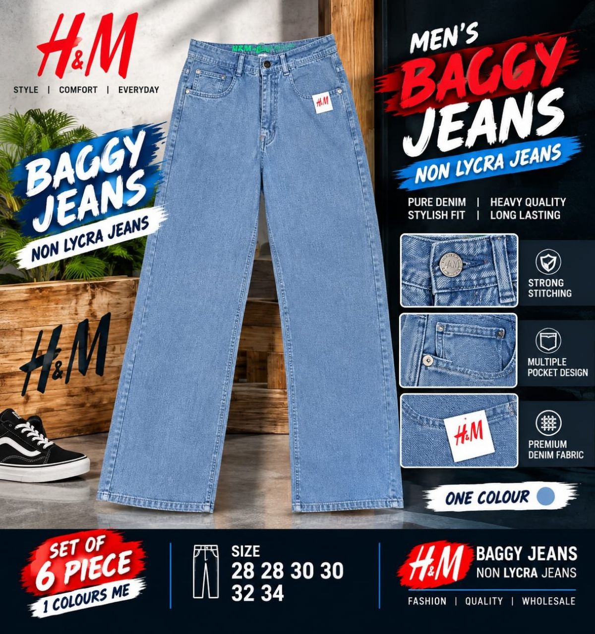 Updry Men's Baggy Jeans -H&M