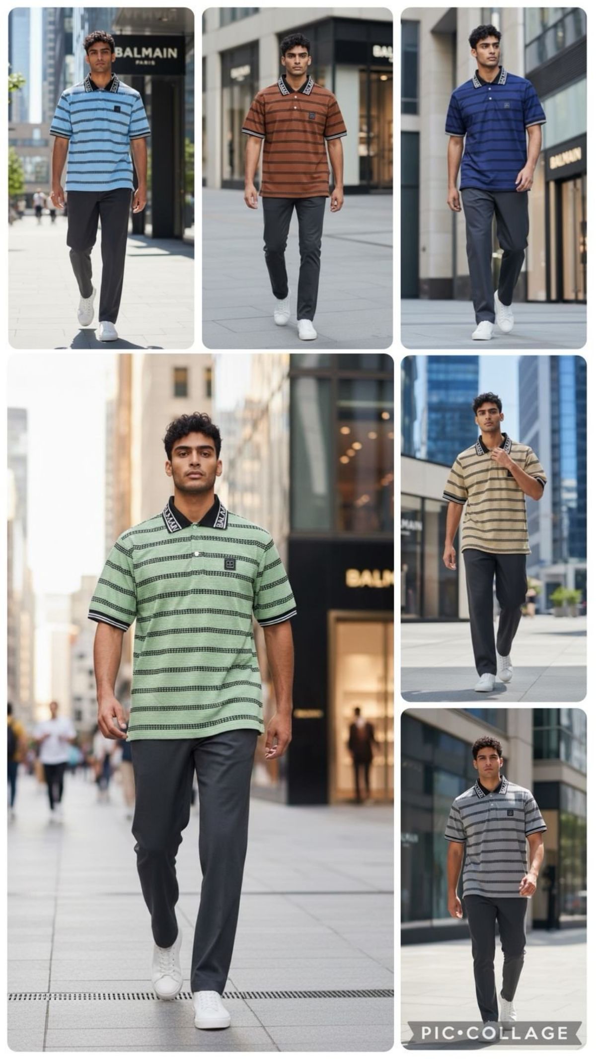 Men's Self Knitted Striped Half Sleeves T-shirts