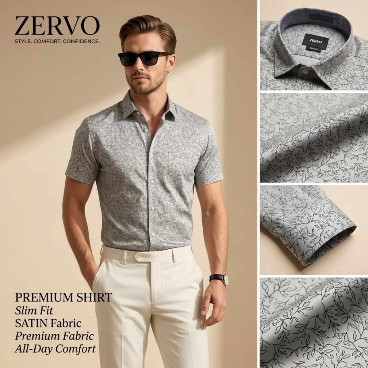 Zervo Men's Satin Printed Shirts