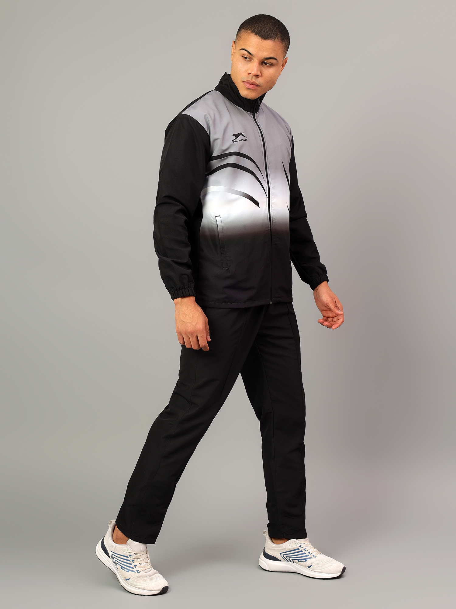 Men's Tracksuit  965-Black/Dark Grey/White-H/S-XL-TZ
