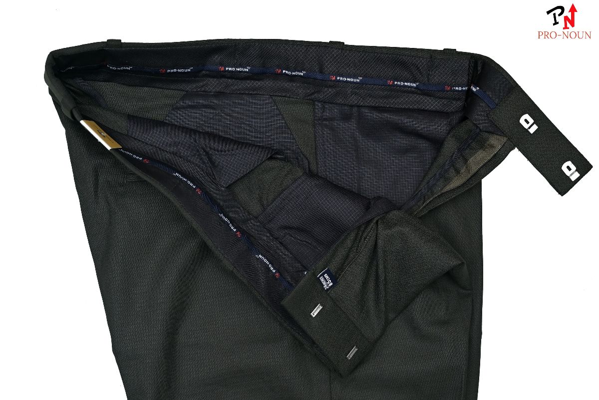 Pro-Noun Men's  Formal Trouser Pants With Adjustable belt D No- Galaxy 231-7-197 (30-36)- Green